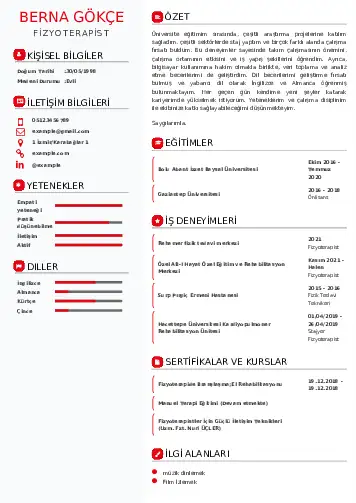 Fizyoterapist Cv Örnekleri cv indir